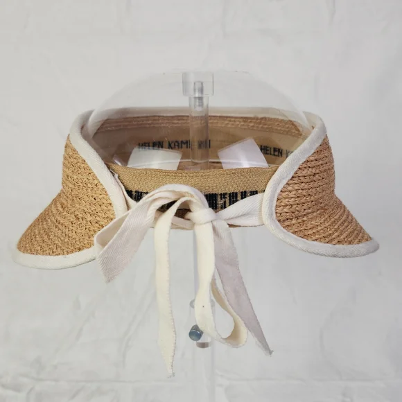 Helen Kaminski Mai Australian Raffia Visor with Tie Back Womens Packable Sun Hat - Picture 4 of 7